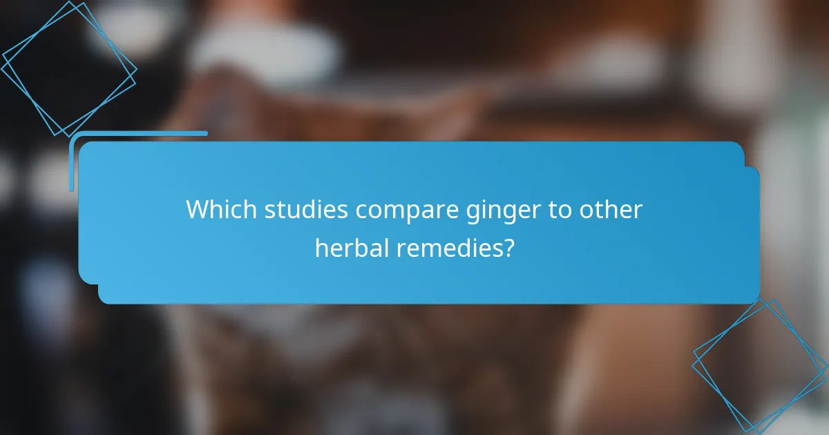 Which studies compare ginger to other herbal remedies?
